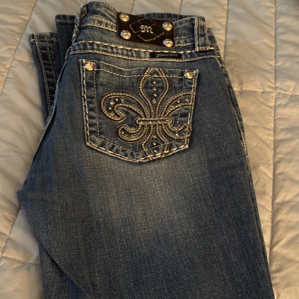 Miss Me Blue Boot Cut Jeans with Embellished Pocket